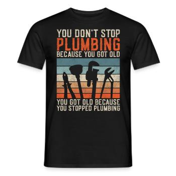 Plumbing Plumber Retired Vintage - Men's T-Shirt - black - Front - AI Model Male 178 light (178cm)