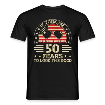 Il m’a fallu 50 ans de dictons d’humour pour lui - T-shirt homme - noir - Devant - AI Model Male 178 light (178cm)