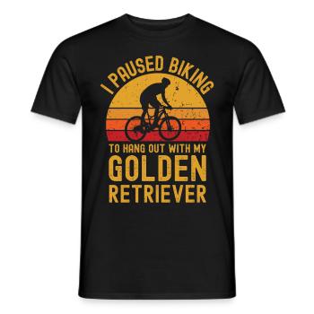 Cycling and Golden Retrievers - Men's T-Shirt - black - Front - AI Model Male 178 light (178cm)