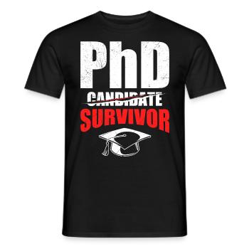 Survives Doctor Degree Ph.D Doctorate - Men's T-Shirt - black - Front - AI Model Male 178 light (178cm)