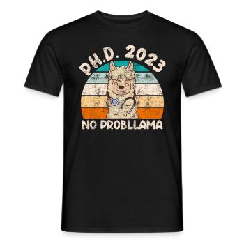Doktor Abschluss 2023 No Probllama PhD Doktortitel - Männer T-Shirt - Schwarz - Vorne - AI Model Male 178 light (178cm)