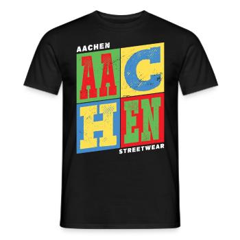 Aachen Germany City Colorful Skyline Home - Men's T-Shirt - black - Front - AI Model Male 178 light (178cm)