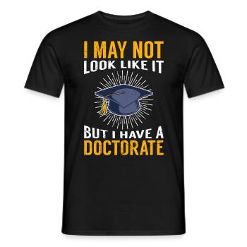Docteur je n'en ai pas l'air Ph.D titre de doctorat - T-shirt homme - noir - Devant - AI Model Male 178 light (178cm)