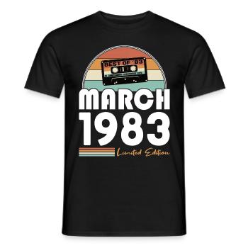 40th birthday born 1983 Best of March 1983 - Men's T-Shirt - black - Front - AI Model Male 178 light (178cm)