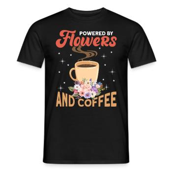 Powered by Flowers and Coffee For Florist - Men's T-Shirt - black - Front - AI Model Male 178 light (178cm)