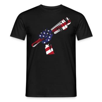 Plumbing Plumber Pipe Wrench - Men's T-Shirt - black - Front - AI Model Male 178 light (178cm)