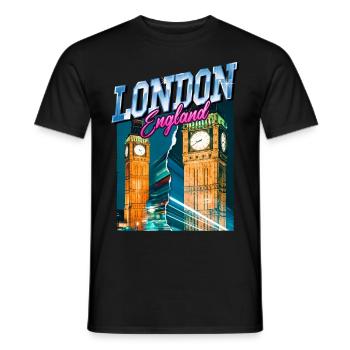 London England UK City Skyline Vintage Retro - Men's T-Shirt - black - Front - AI Model Male 178 light (178cm)