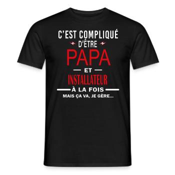 papa Et INSTALLATEUR cadeau citation - T-shirt homme - noir - Devant - AI Model Male 178 light (178cm)
