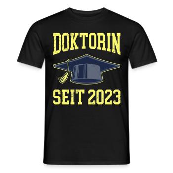 Doctor Ms. Doctor 2023 Doctorate degree - Men's T-Shirt - black - Front - AI Model Male 178 light (178cm)