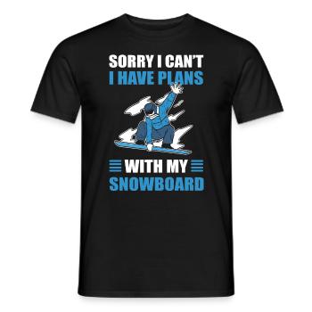 Désolé, je ne peux pas avoir de plans avec mon snowboard - T-shirt homme - noir - Devant - AI Model Male 178 light (178cm)