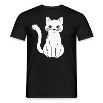 White Main Coon Cat Cat Outfit for - Men's T-Shirt - black - Front - AI Model Male 178 light (178cm)