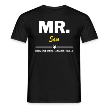 MR. souvent imité, jamais égalé Saxo - T-shirt homme - noir - Devant - AI Model Male 178 light (178cm)