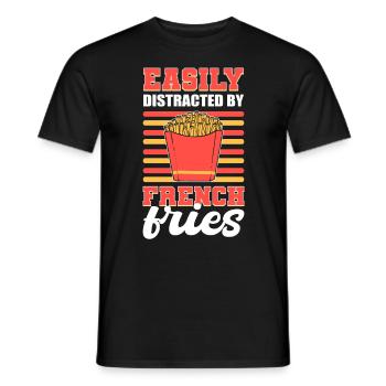 Easily Distracted By French Fries Fried Potato - Men's T-Shirt - black - Front - AI Model Male 178 light (178cm)