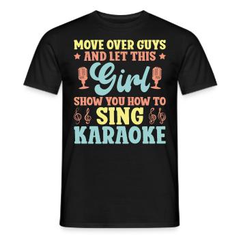 Le chanteur de karaoké se déplace sur les gars et - T-shirt homme - noir - Devant - AI Model Male 178 light (178cm)