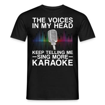 Karaoke zanger De stemmen in mijn - Heren T-shirt - zwart - Voor - AI Model Male 178 light (178cm)