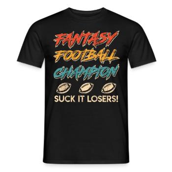 Fantasy Football Champ Champion - Men's T-Shirt - black - Front - AI Model Male 178 light (178cm)