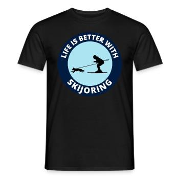 Hund Skijöring Extremsport Skirennen - Männer T-Shirt - Schwarz - Vorne - AI Model Male 178 light (178cm)