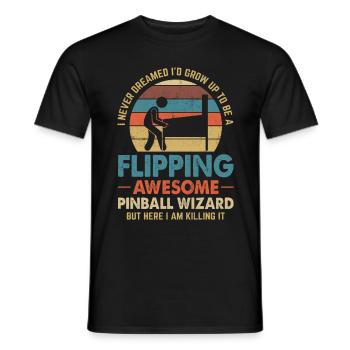 Retro Pinball Machine Vintage Arcade Spiel Flipper - Männer T-Shirt - Schwarz - Vorne - AI Model Male 178 light (178cm)