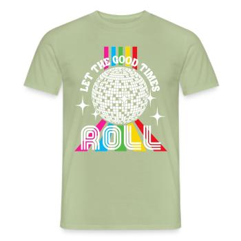 Disco Balls Club Funny Vintage Party Retro Groov - T-shirt homme - vert sauge - Devant - AI Model Male 178 light (178cm)