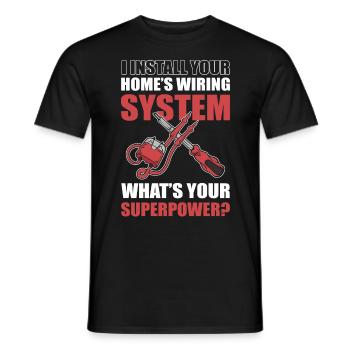 J’installe l’électricien du système de câblage de votre maison - T-shirt homme - noir - Devant - AI Model Male 178 light (178cm)