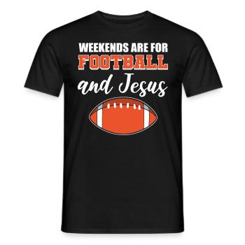 Weekends Are For Football and Jesus American - Men's T-Shirt - black - Front - AI Model Male 178 light (178cm)