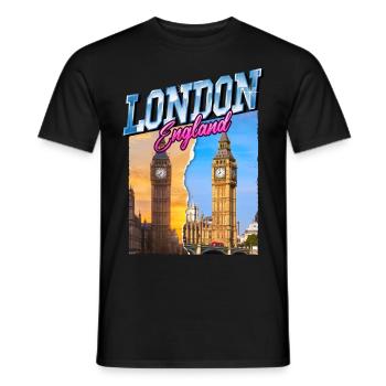 London England UK City Skyline Vintage Retro - Men's T-Shirt - black - Front - AI Model Male 178 light (178cm)