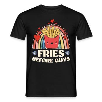 Célibataire Frites Amour Couple Saint Valentin - T-shirt homme - noir - Devant - AI Model Male 178 light (178cm)