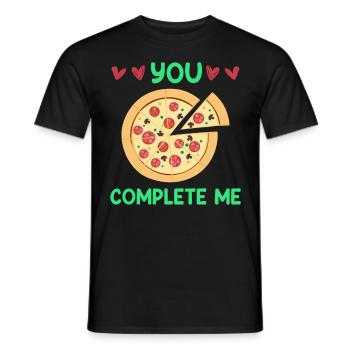 Lovers Dinner Date Pizza Love Valentine's Day - Men's T-Shirt - black - Front - AI Model Male 178 light (178cm)