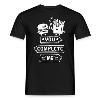 You complete me! Fast Food Lover Burger fries - Men's T-Shirt - black - Front - AI Model Male 178 light (178cm)