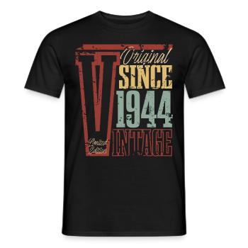 1944 Birthday Year of birth Year of construction Vintage Retro - Men's T-Shirt - black - Front - AI Model Male 178 light (178cm)
