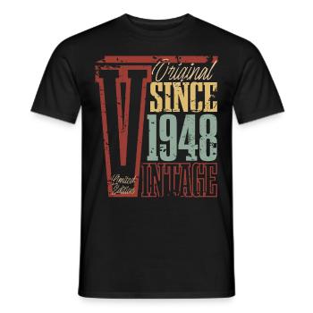 1948 Anniversaire Année de naissance Année de construction Vintage Rétro - T-shirt homme - noir - Devant - AI Model Male 178 light (178cm)
