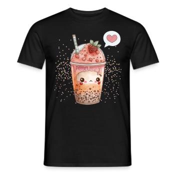 Kawaii Boba Tea for Valentine's Day Bubble Tea Hearts - Men's T-Shirt - black - Front - AI Model Male 178 light (178cm)
