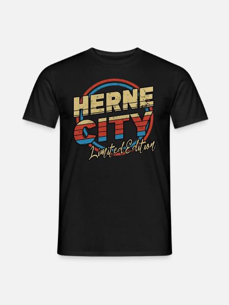 Herne Deutschland Stadt Schrift 80er Stil - Männer T-Shirt - Schwarz