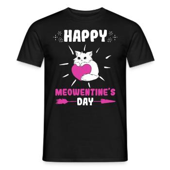 Happy Meowentine’s Day Cats Saint-Valentin - T-shirt homme - noir - Devant - AI Model Male 178 light (178cm)