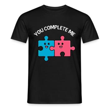 Valentine's Day Saying You complete me - Men's T-Shirt - black - Front - AI Model Male 178 light (178cm)