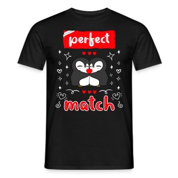 Perfect Match! Penguin Love Valentine's Day - Men's T-Shirt - black - Front - AI Model Male 178 light (178cm)