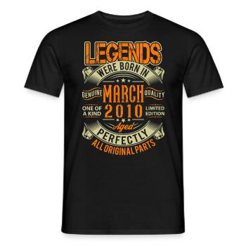 2010 März Geburtstag Legende - Männer T-Shirt - Schwarz - Vorne - AI Model Male 178 light (178cm)