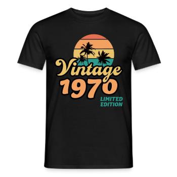 Jahrgang 1970 Baujahr Vintage Retro Geschenkidee - Männer T-Shirt - Schwarz - Vorne - AI Model Male 178 light (178cm)