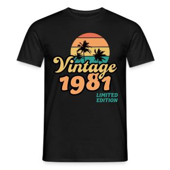 Né en 1981 Année de construction Idée cadeau Vintage Rétro - T-shirt homme - noir - Devant - AI Model Male 178 light (178cm)