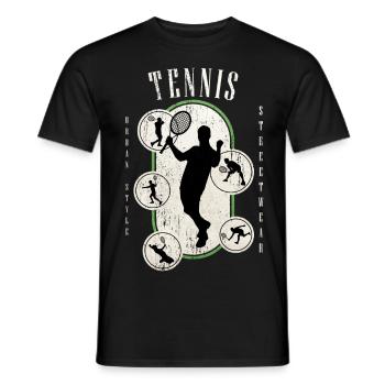 Tennis Tennis Player Player Vintage Retro - Men's T-Shirt - black - Front - AI Model Male 178 light (178cm)