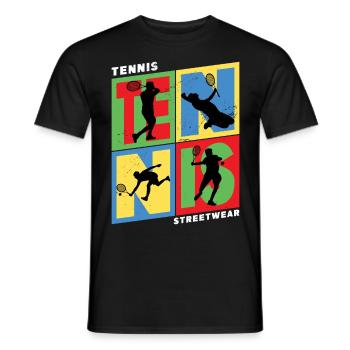 Tennis Tennis Player Vintage Retro Colorful - Men's T-Shirt - black - Front - AI Model Male 178 light (178cm)
