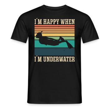 Freediving Happy When Im Underwater Apnea Diving - Männer T-Shirt - Schwarz - Vorne - AI Model Male 178 light (178cm)