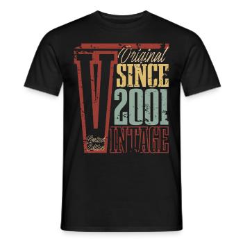 2001 Birthday Year of birth Year of construction Vintage Retro - Men's T-Shirt - black - Front - AI Model Male 178 light (178cm)