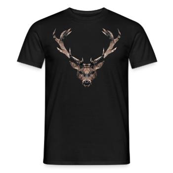 HIRSCH / POLYGON - Männer T-Shirt - Schwarz - Vorne - AI Model Male 178 light (178cm)