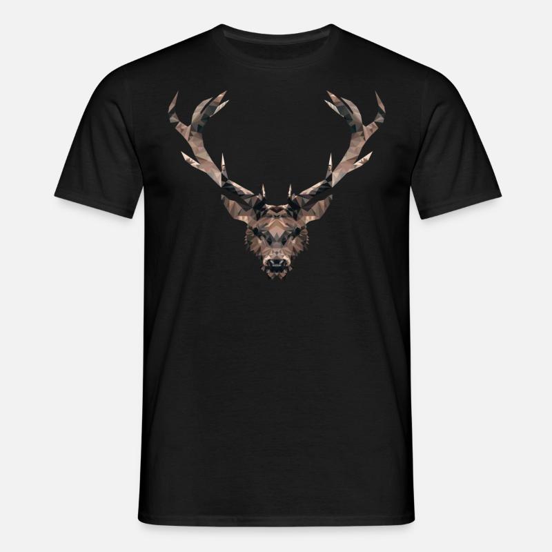 HIRSCH / POLYGON - Männer T-Shirt - Schwarz
