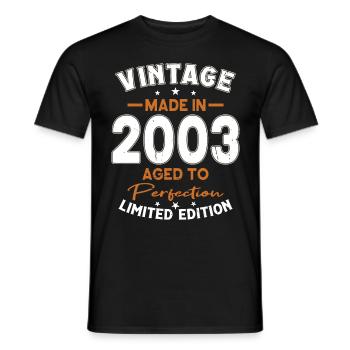 20e anniversaire Né en 2003 Fabriqué en 2003 - T-shirt homme - noir - Devant - AI Model Male 178 light (178cm)