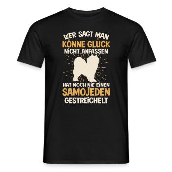 Samojede Glück anfassen Samojedenspitz - Männer T-Shirt - Schwarz - Vorne - AI Model Male 178 light (178cm)