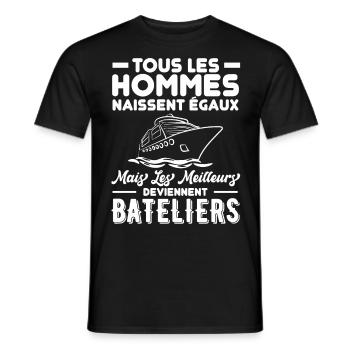 Bateau batelier - T-shirt homme - noir - Devant - AI Model Male 178 light (178cm)
