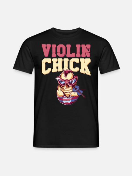 Violon Violoniste Fille Poulet - T-shirt homme - noir