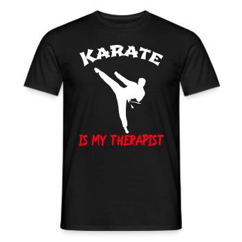 Karate is my therapist - Männer T-Shirt - Schwarz - Vorne - AI Model Male 178 light (178cm)